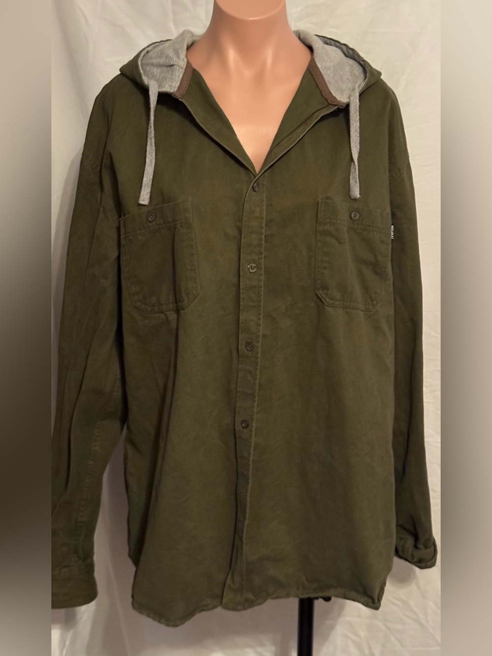 Men's Molokai Surf Co. Army Green Hooded Button-Up Shirt Jacket